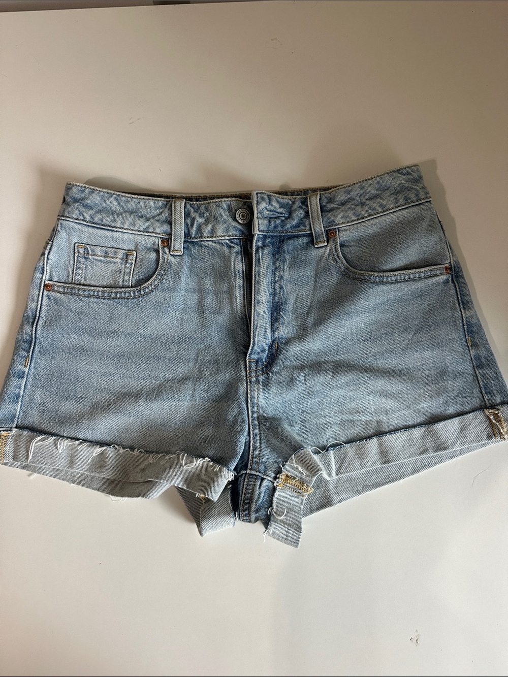 PACSUN Light Blue Denim Cutoff Women’s Stretch Mom Shorts